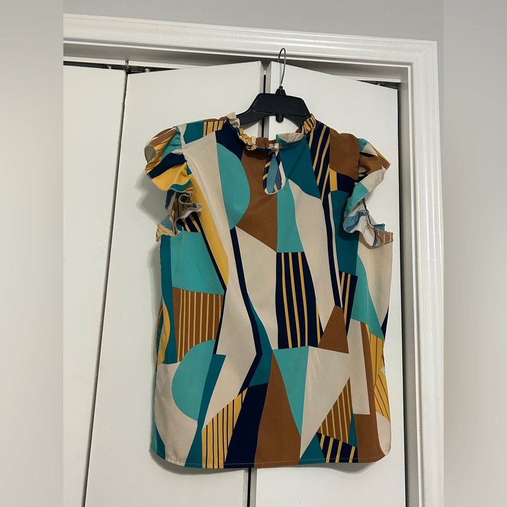 SHEIN Multicolor Geometric Print Top